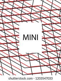 Minimal vector cover. Linear striped template for printing. Flat geometric backdrop design. Black Red White graphic layout. Minimal flyer template. Minimal geometry cover design. Eps10 banner