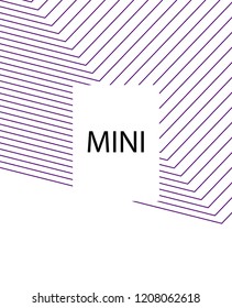 Minimal vector cover. Linear striped template for printing. Flat geometric backdrop design. Black Purple White abstract banner. Cover print template. Minimal geometry cover design. Eps10 banner
