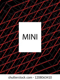 Minimal vector cover. Linear striped template for printing. Flat geometric backdrop design. Black Red White abstract banner. Minimal flyer template. Banner design in simple colors. Eps10 banner