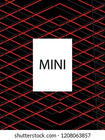 Minimal vector cover. Linear striped template for printing. Flat geometric backdrop design. Black Red White graphic layout. Lines Stripes poster. Minimal geometry cover design. Vector cover.