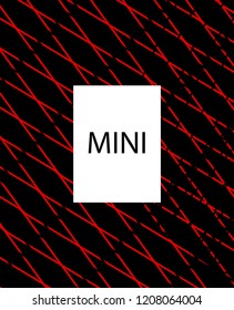 Minimal vector cover. Linear striped template for printing. Flat geometric backdrop design. Black Red White abstract banner. Minimal flyer template. Banner design in simple colors. Vector cover.