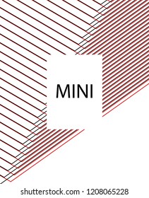 Minimal vector cover. Linear striped template for printing. Flat geometric backdrop design. Black Red White graphic layout. Lines Stripes poster. Rich Scarlet Burgundy cover design. Vector cover.