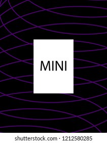 Minimal vector cover. Linear striped template for printing. Flat geometric backdrop design. Black Purple White abstract banner. Minimal flyer template. Violet purple vibe print design. Abstract cover