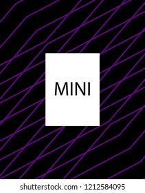 Minimal vector cover. Linear striped template for printing. Flat geometric backdrop design. Black Purple White graphic layout. Minimal flyer template. Violet purple vibe print design. Eps10 banner