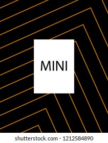 Minimal vector cover. Linear striped template for printing. Flat geometric backdrop design. Black Mustard Gold graphic layout. Cover print template. Minimal geometry cover design. Eps10 banner