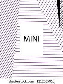 Minimal vector cover. Linear striped template for printing. Flat geometric backdrop design. Black Purple White graphic layout. Lines Stripes poster. Minimal geometry cover design. Abstract cover