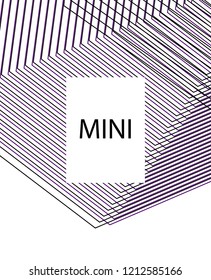 Minimal vector cover. Linear striped template for printing. Flat geometric backdrop design. Black Purple White graphic layout. Minimal flyer template. Banner design in simple colors. Vector cover.