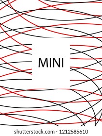 Minimal vector cover. Linear striped template for printing. Flat geometric backdrop design. Black Red White graphic layout. Cover print template. Banner design in simple colors. Eps10 banner
