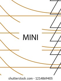 Minimal vector cover. Linear striped template for printing. Flat geometric backdrop design. Black Gold White abstract banner. Cover print template. Minimal geometry cover design. Eps10 banner