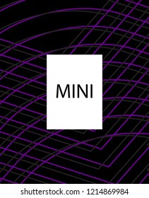 Minimal vector cover. Linear striped template for printing. Flat geometric backdrop design. Black Purple White abstract banner. Minimal flyer template. Banner design in simple colors. Vector cover.