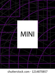 Minimal vector cover. Linear striped template for printing. Flat geometric backdrop design. Black Purple White graphic layout. Lines Stripes poster. Banner design in simple colors. Abstract cover