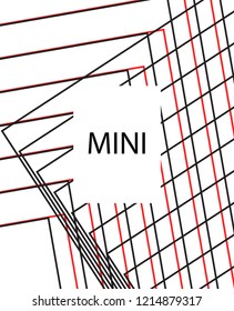 Minimal vector cover. Linear striped template for printing. Flat geometric backdrop design. Black Red White abstract banner. Cover print template. Minimal geometry cover design. Vector cover.