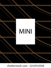 Minimal vector cover. Linear striped template for printing. Flat geometric backdrop design. Black Mustard Gold graphic layout. Lines Stripes poster. Minimal geometry cover design. Eps10 banner