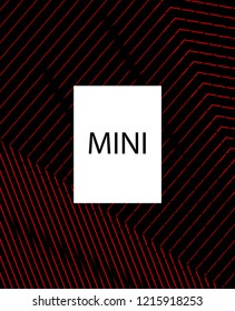 Minimal vector cover. Linear striped template for printing. Flat geometric backdrop design. Black Red White graphic layout. Minimal flyer template. Minimal geometry cover design. Vector cover.