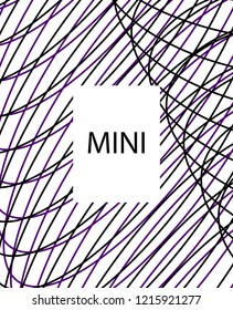 Minimal vector cover. Linear striped template for printing. Flat geometric backdrop design. Black Purple White graphic layout. Lines Stripes poster. Violet purple vibe print design. Abstract cover