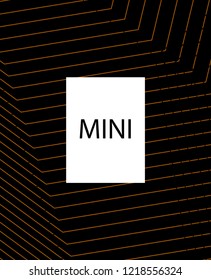 Minimal vector cover. Linear striped template for printing. Flat geometric backdrop design. Black Mustard Gold graphic layout. Cover print template. Minimal geometry cover design. Vector cover.