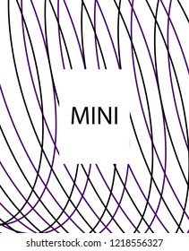 Minimal vector cover. Linear striped template for printing. Flat geometric backdrop design. Black Purple White banner template. Minimal flyer template. Violet purple vibe print design. Eps10 banner