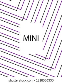 Minimal vector cover. Linear striped template for printing. Flat geometric backdrop design. Black Purple White abstract banner. Minimal flyer template. Minimal geometry cover design. Abstract cover
