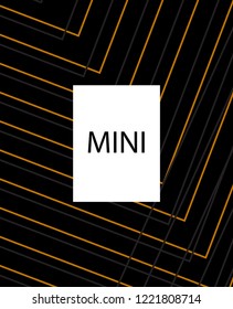 Minimal vector cover. Linear striped template for printing. Flat geometric backdrop design. Black Mustard Gold banner template. Cover print template. Banner design in simple colors. Vector cover.