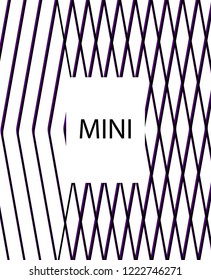 Minimal vector cover. Linear striped template for printing. Flat geometric backdrop design. Black Purple White abstract banner. Lines Stripes poster. Violet purple vibe print design. Eps10 banner