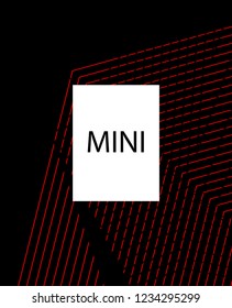 Minimal vector cover. Linear striped template for printing. Flat geometric backdrop design. Black Red White banner template. Lines Stripes poster. Banner design in simple colors. Vector cover.