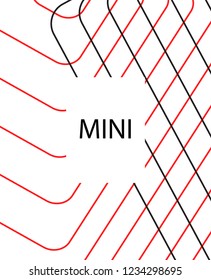 Minimal vector cover. Linear striped template for printing. Flat geometric backdrop design. Black Red White banner template. Lines Stripes poster. Rich Scarlet Burgundy cover design. Eps10 banner