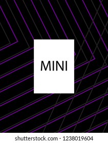 Minimal vector cover. Linear striped template for printing. Flat geometric backdrop design. Black Purple White banner template. Lines Stripes poster. Minimal geometry cover design. Vector cover.