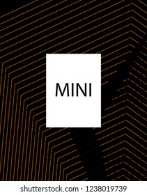 Minimal vector cover. Linear striped template for printing. Flat geometric backdrop design. Black Mustard Gold graphic layout. Minimal flyer template. Cover design in Black Gold White. Abstract cover