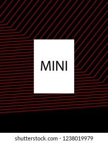Minimal vector cover. Linear striped template for printing. Flat geometric backdrop design. Black Red White abstract banner. Minimal flyer template. Minimal geometry cover design. Abstract cover