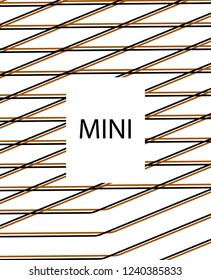 Minimal vector cover. Linear striped template for printing. Flat geometric backdrop design. Black Gold White abstract banner. Minimal flyer template. Cover design in Black Gold White. Eps10 banner