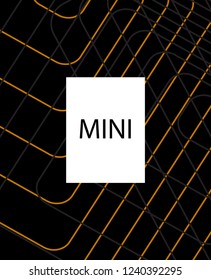 Minimal vector cover. Linear striped template for printing. Flat geometric backdrop design. Black Mustard Gold banner template. Minimal flyer template. Banner design in simple colors. Vector cover.