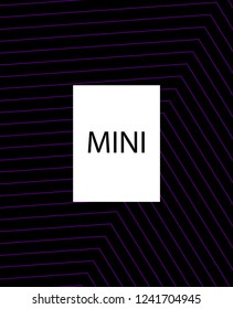 Minimal vector cover. Linear striped template for printing. Flat geometric backdrop design. Black Purple White banner template. Lines Stripes poster. Minimal geometry cover design. Eps10 banner
