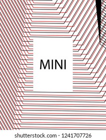Minimal vector cover. Linear striped template for printing. Flat geometric backdrop design. Black Red White graphic layout. Cover print template. Rich Scarlet Burgundy cover design. Vector cover.