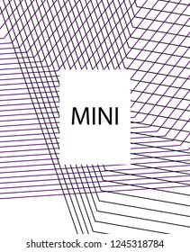 Minimal vector cover. Linear striped template for printing. Flat geometric backdrop design. Black Purple White abstract banner. Lines Stripes poster. Violet purple vibe print design. Eps10 banner