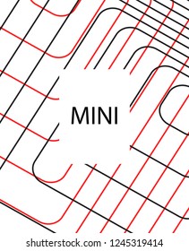 Minimal vector cover. Linear striped template for printing. Flat geometric backdrop design. Black Red White banner template. Lines Stripes poster. Banner design in simple colors. Abstract cover