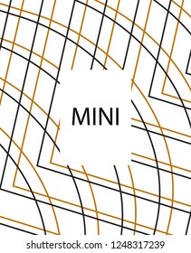 Minimal vector cover. Linear striped template for printing. Flat geometric backdrop design. Black Mustard White graphic layout. Lines Stripes poster. Banner design in simple colors. Vector cover.