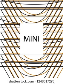 Minimal vector cover. Linear striped template for printing. Flat geometric backdrop design. Black Mustard on white backdrop. Cover print template. Banner design in simple colors. Abstract cover