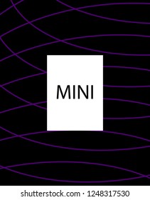 Minimal vector cover. Linear striped template for printing. Flat geometric backdrop design. Black Purple White banner template. Lines Stripes poster. Minimal geometry cover design. Eps10 banner