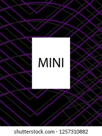 Minimal vector cover. Linear striped template for printing. Flat geometric backdrop design. Black Purple White graphic layout. Minimal flyer template. Banner design in simple colors. Vector cover.