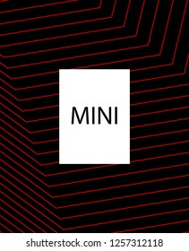 Minimal vector cover. Linear striped template for printing. Flat geometric backdrop design. Black Red White abstract banner. Lines Stripes poster. Minimal geometry cover design. Vector cover.
