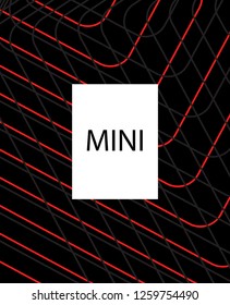 Minimal vector cover. Linear striped template for printing. Flat geometric backdrop design. Black Red White abstract banner. Lines Stripes poster. Minimal geometry cover design. Abstract cover