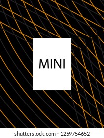 Minimal vector cover. Linear striped template for printing. Flat geometric backdrop design. Black Mustard Gold banner template. Minimal flyer template. Banner design in simple colors. Vector cover.