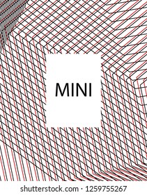 Minimal vector cover. Linear striped template for printing. Flat geometric backdrop design. Black Red White graphic layout. Minimal flyer template. Rich Scarlet Burgundy cover design. Abstract cover