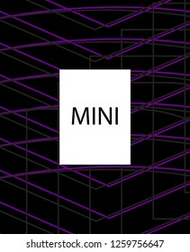 Minimal vector cover. Linear striped template for printing. Flat geometric backdrop design. Black Purple White graphic layout. Lines Stripes poster. Banner design in simple colors. Abstract cover