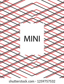 Minimal vector cover. Linear striped template for printing. Flat geometric backdrop design. Black Red White abstract banner. Lines Stripes poster. Minimal geometry cover design. Eps10 banner