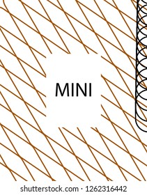 Minimal vector cover. Linear striped template for printing. Flat geometric backdrop design. Black Mustard on white backdrop. Cover print template. Banner design in simple colors. Vector cover.