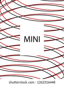 Minimal vector cover. Linear striped template for printing. Flat geometric backdrop design. Black Red White banner template. Lines Stripes poster. Banner design in simple colors. Eps10 banner