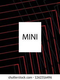 Minimal vector cover. Linear striped template for printing. Flat geometric backdrop design. Black Red White banner template. Lines Stripes poster. Rich Scarlet Burgundy cover design. Eps10 banner