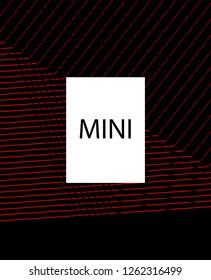 Minimal vector cover. Linear striped template for printing. Flat geometric backdrop design. Black Red White banner template. Lines Stripes poster. Minimal geometry cover design. Vector cover.