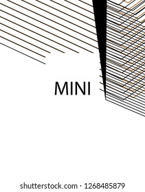 Minimal vector cover. Linear striped template for printing. Flat geometric backdrop design. Black Mustard on white backdrop. Minimal flyer template. Banner design in simple colors. Eps10 banner
